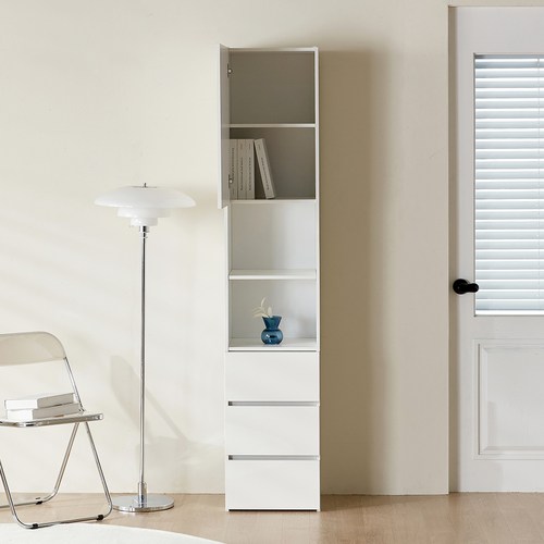 웰퍼니쳐 샤브레 하부 서랍형 15T 책장 도어형 400 방문설치, 화이트, 400 x 375 x 2000 mm