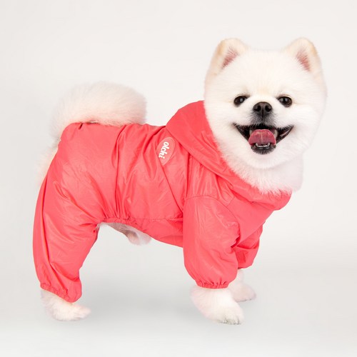 올치 강아지 바람막이 우비 + 파우치 세트 RM6274, 핑크