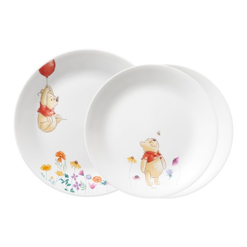 ****** 곰돌이 푸 원형 접시세트, 1세트, 원형접시 중 2p + 대, 혼합색상