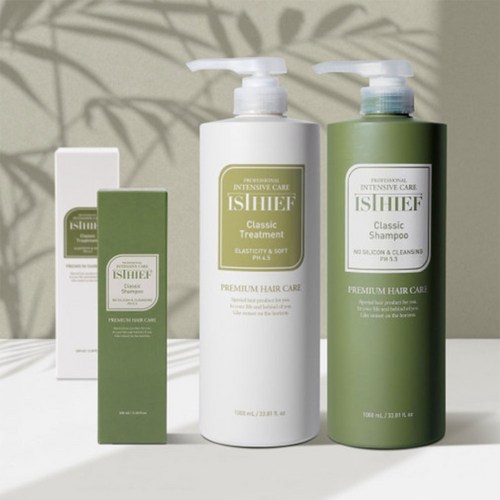 이스티프 클래식 향좋은 무실리콘 순한 온가족 저자극 약산성 미용실 전문가용 1000ml (샴푸+트리트먼트+휴대용+두피부러쉬), 샴푸+트리트먼트+휴대용+두피부러쉬, 1L, 1세트