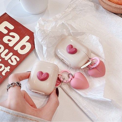 오늘은 귀여운 핑크하트 에어팟 키링 케이스, 에어팟프로, 1개