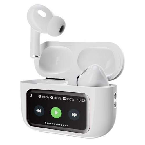 요소테크놀로지 귀걸이형 무선 노이즈캔슬링 디스플레이 블루투스 이어폰, 흰색, A9Pro