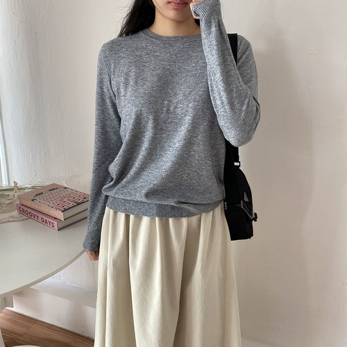 부드러운 비스코스 라운드 간절기 가을 겨울 여성니트티