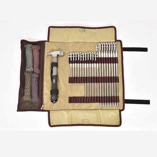 프리폼 단조팩가방세트 스텐 스틸 고정팩 단조팩 텐트용품 캠핑망치 차박, 동망치, 스텐팩세트B, 팩가방 카키, 1개