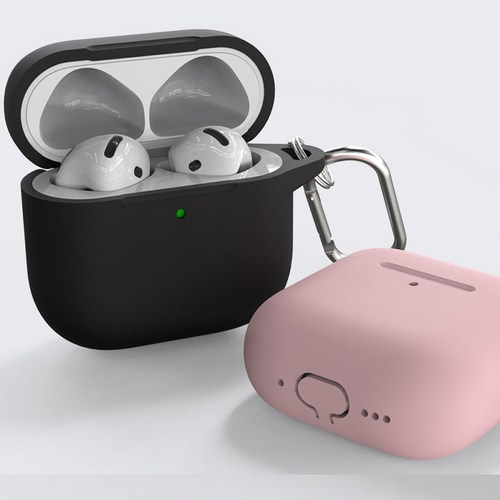 에어팟4세대 실리콘 젤리 카라비너 키링 케이스, 핑크, 에어팟4, 1개