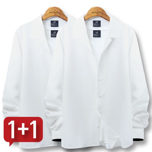 블루포스 렌퍼드 오픈 카라 남방 1+1세트 [2장 묶음] 루즈핏 셔츠 [국내생산]