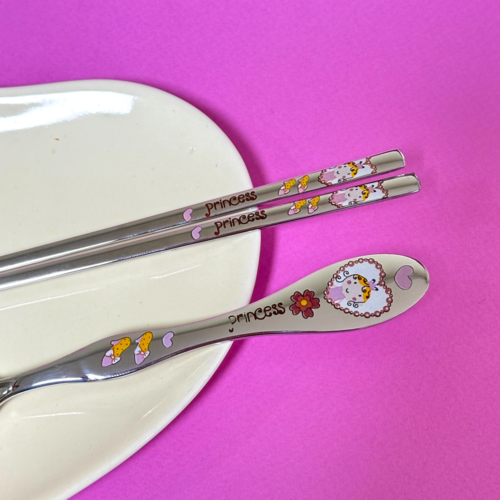 [국내생산] 앙쥬쥬 어린이 수저세트 + 휴대용 케이스 아동 주니어 스텐, 1세트, 수저세트+케이스, 프린세스구두