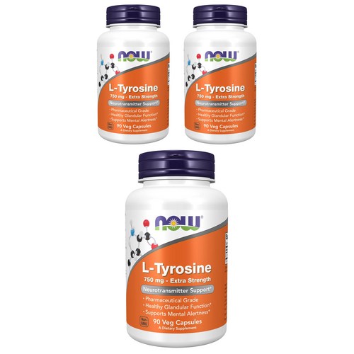 나우푸드 L-타이로신 750mg 베지 캡슐, 90정, 3개
