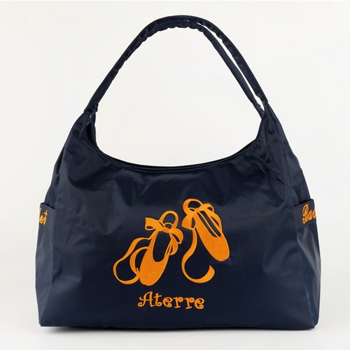 성인 발레가방 발레슈즈 자수가방, 네이비, 오렌지, 1개