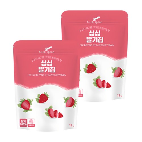 리틀스푼 동결건조 싱싱 딸기칩, 13g, 2개