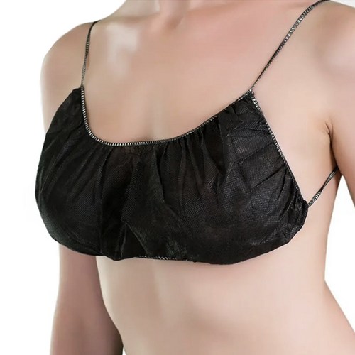 [로이스] 부직포 일회용 브라 어깨끈 타입 블랙 색상 100장 마사지 피부관리 스파 사우나 여성용 브래지어 ******, 1세트