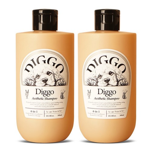 1+1 디고 강아지샴푸 약용 천연 애견 샴푸 린스 겸용 푸들 비숑 말티즈, 300ml, 2개