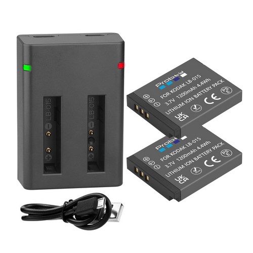 LB-015 배터리 및 2 채널 USB 충전기 KODAK PIXPRO WPZ2 견고한 방수 디지털 카메라용 1200mAh LB015, [05] 2BatteryWithCharger, 05 2BatteryWithCharger