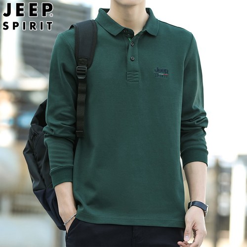 JEEP SPIRIT 지프 스피릿 긴팔티 남성 뉴 패션 디자인 가을 겨울 긴소매 느슨한 원단 긴팔 옷깃 남성 캐주얼 패션 남자 긴팔티 6065