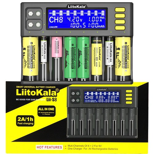 국내 KC인증 리튬이온 인산철 니켈수소 망간 폴리머 보조배터리 충전 건전지 라이트 랜턴 리토칼라 Liitokala Lii-S8 32650 36700 26500 22650 18650, 1개입, 1개