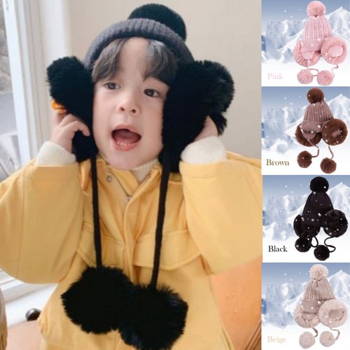퀴너 아동 귀도리 털 방한 모자