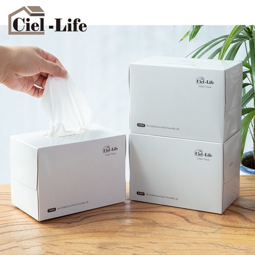 CIEL LIFE 먼지없는 천연펄프 각티슈 코편한 티슈 휴지 미용티슈 갑티슈, 6개, 250매