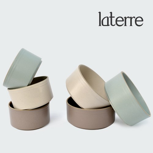 [laterre] 일자 공기 +대접 1인세트 - 색상선택 도자기그릇, 브라운, 1개