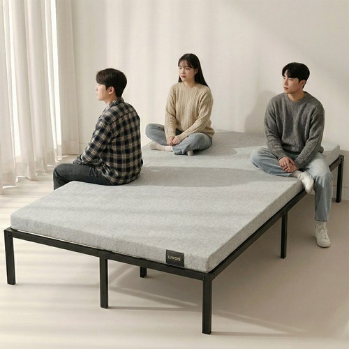 리보아 철제 침대프레임 싱글 침대 매트리스 깔판 프레임, 블랙