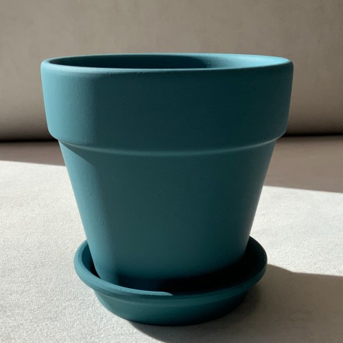 컬러 토기화분 토분 파스텔 (받침대 세트), 12호, 청록, 1개