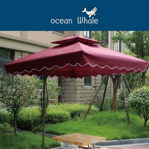Ocean Whale 가든 파라솔 초대형 사이드 기둥 사각파라솔 간편 설치 보관, 초대형 사각 아이보리
