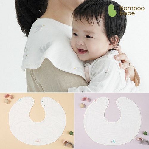 밤부베베 온마을 거즈 엄마 턱받이 케이프형, 1개, 새리핑크, 1개