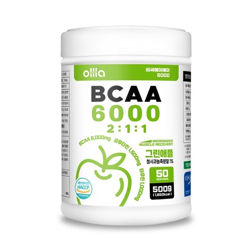 올라 BCAA 파우더 6000 그린애플 500g, 1개 - BCAA 추천