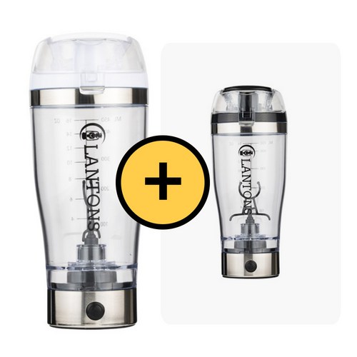 랜턴스 텀블러 자동 회오리 선식컵 원터치 자동쉐이커 1+1, 화이트+블랙, 2개