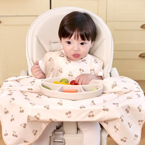 아이주 식탁일체형 이유식 턱받이 나시오픈형, 크림체리, 1개, 1개입