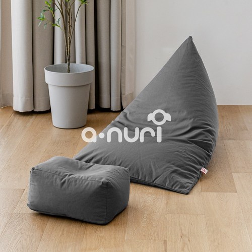 허그빈백 대형빈백 1인용거실빈백 소파의자, 빈백+발받침, 바샬크차콜