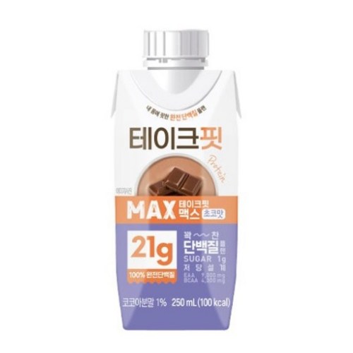 테이크핏 내몸에 핏한 단백질 플랜 맥스 초코맛 음료, 250mlx24개, 1개 - 편의점 단백질 추천