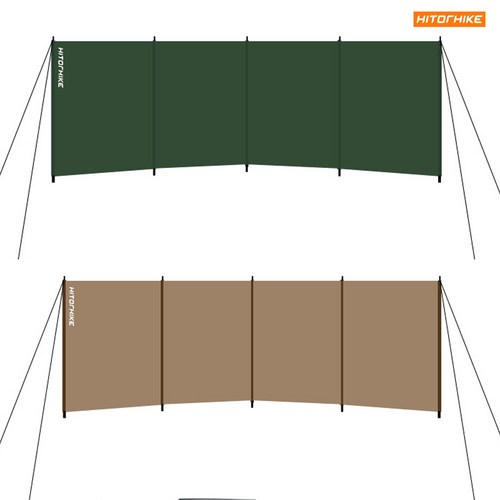 캠핑 가림막 윈드스크린 사이드월 윈드 브레이크 바람막이 폴대 포함, 포레스트그린