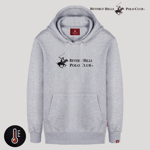 비버리힐즈폴로클럽 심플 엠블럼 기모 후드 티셔츠 EPH9T05
