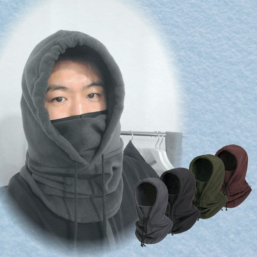 후드넥워머 바라클라바 기모 후드 넥워머, 블랙