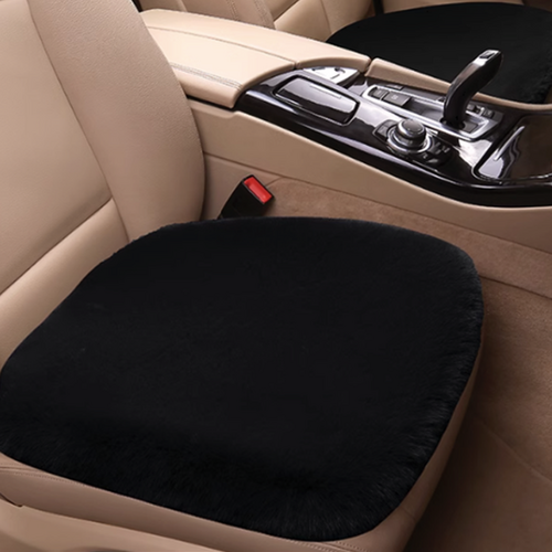 시크벤 포근한 극세사 겨울 털 방석 따뜻한 차량용 의자 자동차 시트 FW01, 블랙, 1개