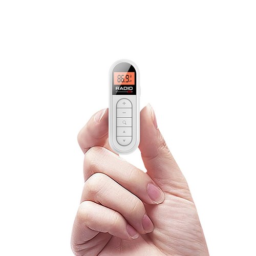 프리라이프 - FM 휴대용 미니 라디오 LCD 디스플레이 화면 충전식, 흰색, NINI3