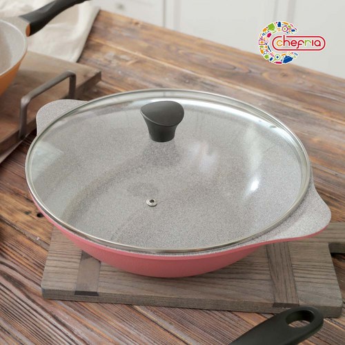 셰프리아 pfoa free 비비드스톤 파티웍+유리뚜껑 28cm, 1개