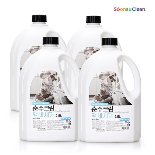 순수크린 액체 세제 본품, 2.5L, 4개