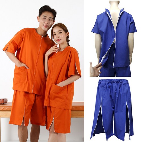 지퍼형 환자복 벨크로형 환자복 기능성 환자복 환부개방 IMS치료 정형외과 한의원 환자복