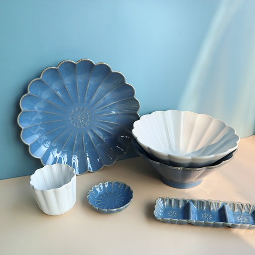 꽃잎 모양 도자기 접시 빈티지 그릇세트 앞접시 반찬그릇, 4. 꽃잎 앞접시, 1개