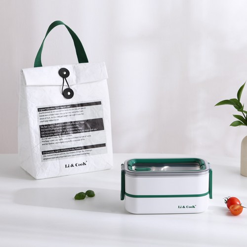 [전자렌지OK]보온도시락 직장인 밀프랩 용기 후르츠팟 런치박스 스텐도시락, 1세트, 화이트그린