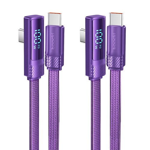 Toocki 디스플레이 90도 PD 100w c to c타입 초고속 충전케이블, 2m, 퍼플, 2개