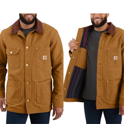 칼하트 초어코트 블랭킷 라인 브라운 103825