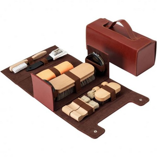 TROCHILINI 구두약 구두솔 슈 폴리쉬 키트 케어 세트 13PCS 여행 친화적인 샤인 가죽 신발 청소 브러시 포함 주름 보호대 Q1669971