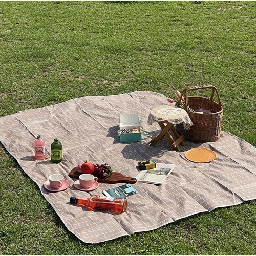 카터룸스 방수 피크닉 돗자리 아웃도어 매트, 커피우유그리드