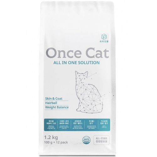 원스캣 고양이사료 알러지 가수분해 기호성 헤어볼, 오리, 1.2kg, 1개