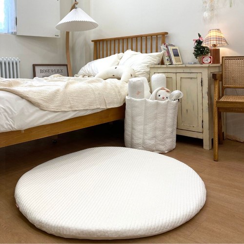 남달라 둥실 누빔 원형러그 신생아 아기 놀이매트 (순면 100수 미끄럼방지), 1개, 토끼