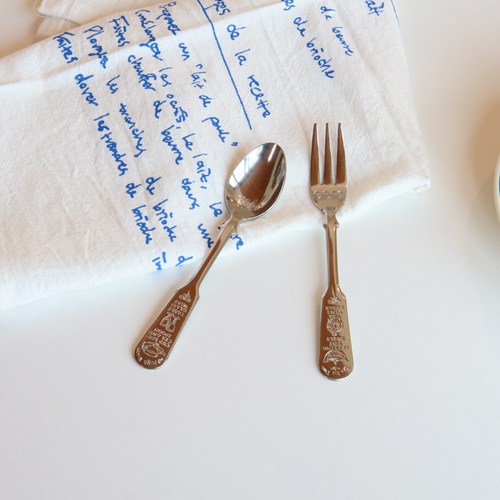 [윤자매네] 일본 스테인리스 빈티지 티타임 미니 디저트 커트러리 -2type, 1개, 티스푼