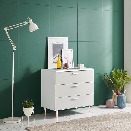 동서가구 카마엘 LPM 빅수납 폭넓은 3단 서랍장 600 DF915770, 화이트+그레이, 600mm