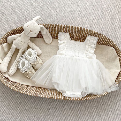 베베니즈 여아용 플라워 레이스 민소매 원피스수트